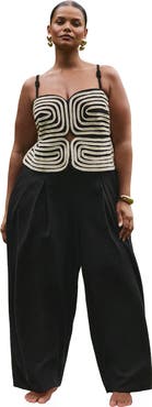 ELOQUII Embroidered Pleated Jumpsuit