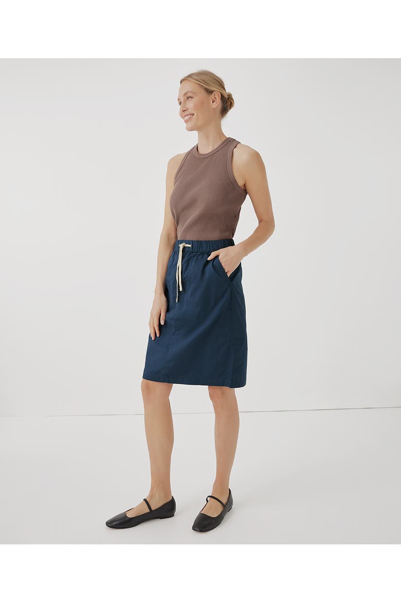 Organic Cotton Daily Twill Skirt, Alternate, color, French Navy