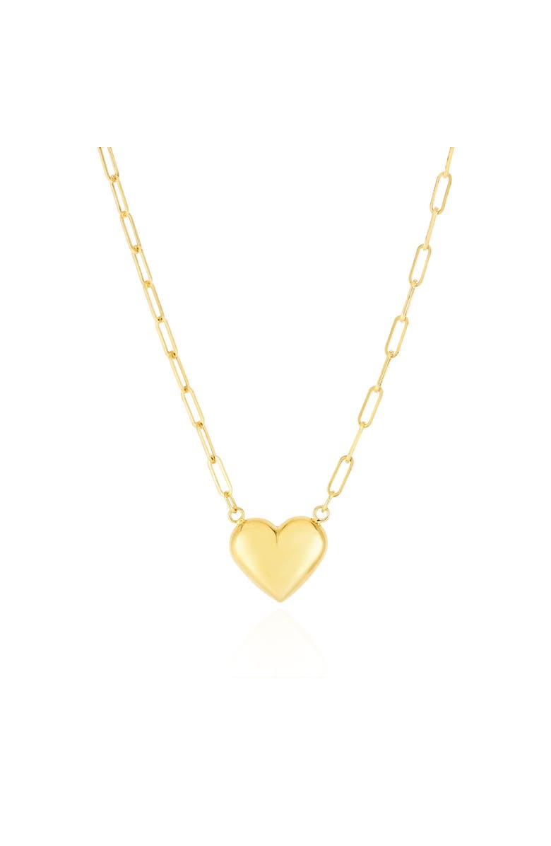 The Lovery Fine Jewelry Puffy Gold Paperclip Heart Necklace, Main, color,