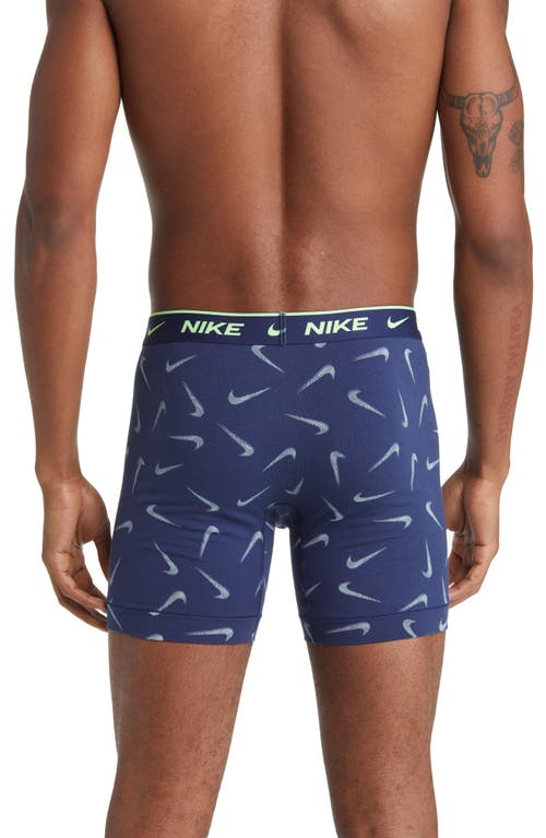 Nike Dri-fit Essential 3-pack Stretch Cotton Boxer Briefs In Vibe Swoosh Print/blue