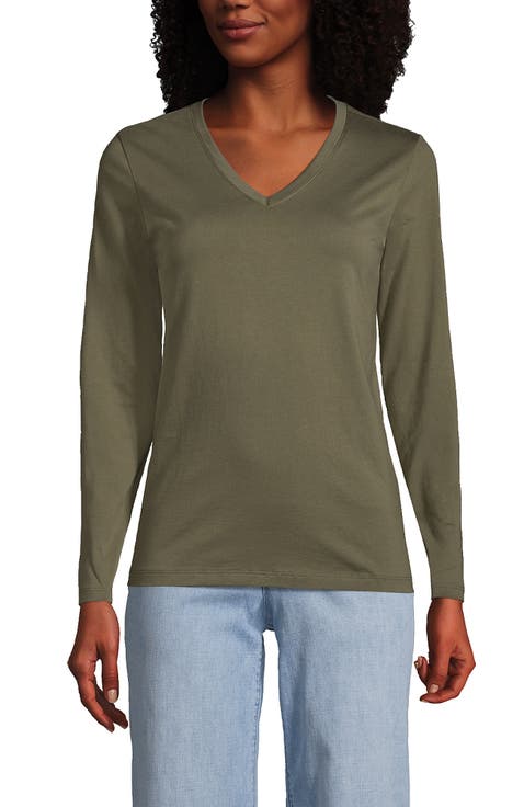 Tall Supima Cotton Long Sleeve V-Neck T-Shirt
