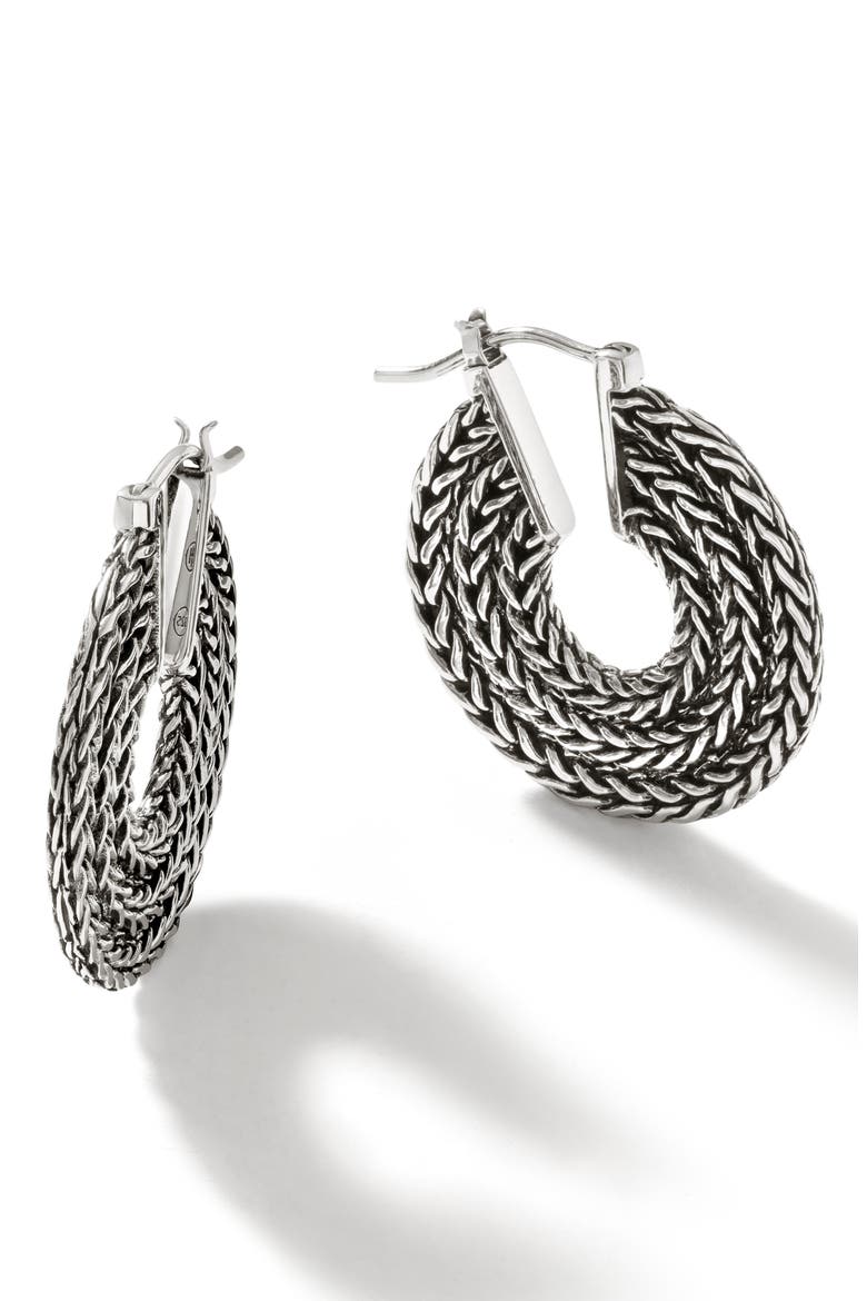 Rata Chain Hoop Earrings, Sterling Silver, Main, color, SILVER