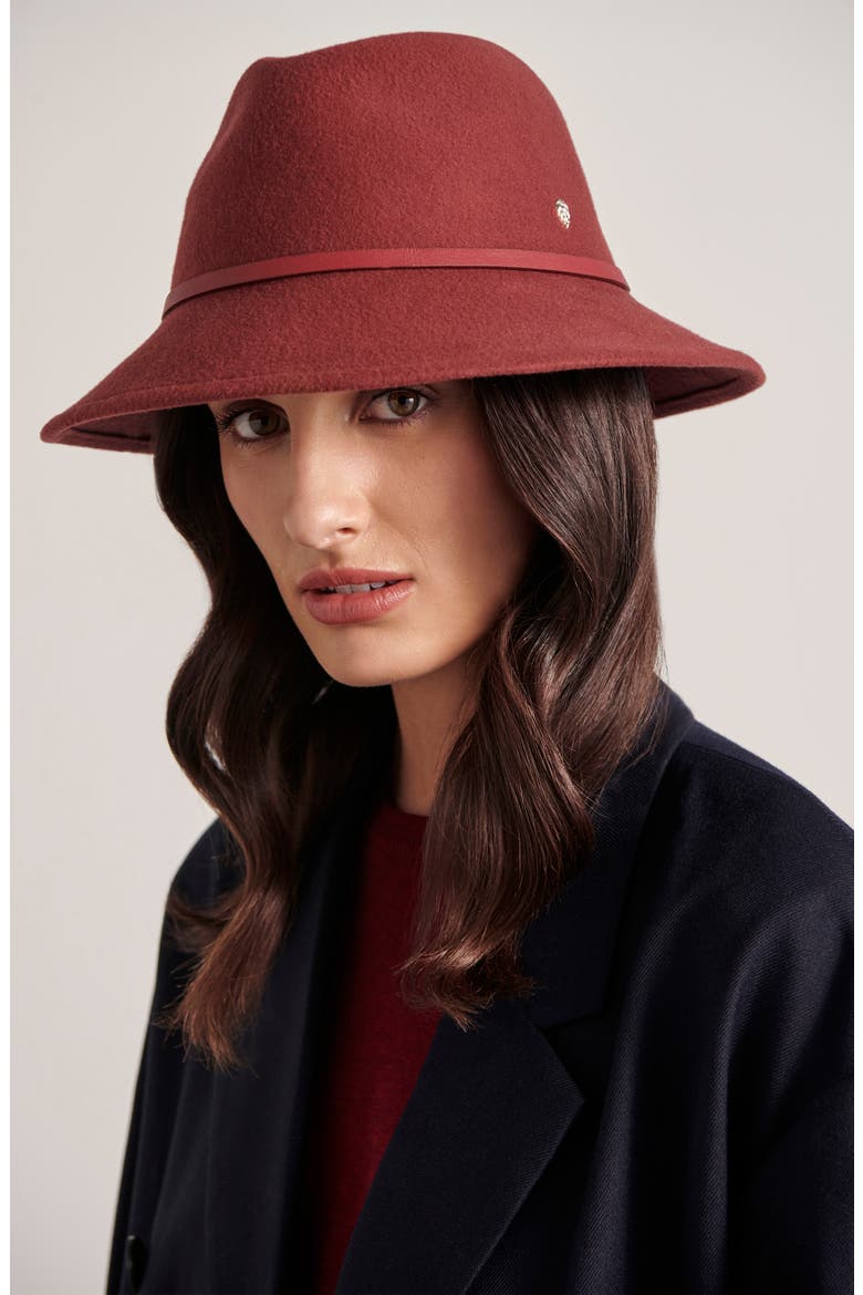 Lumie Wool Felt Fedora, Alternate, color, DEEP RUST/ RUBY