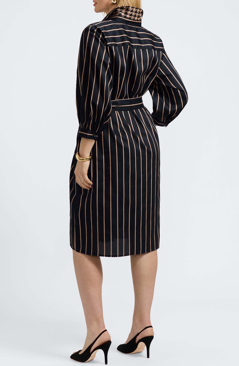 Foxcroft Esther Stripe Cotton Shirtdress, Alternate, color, Black/ Almond