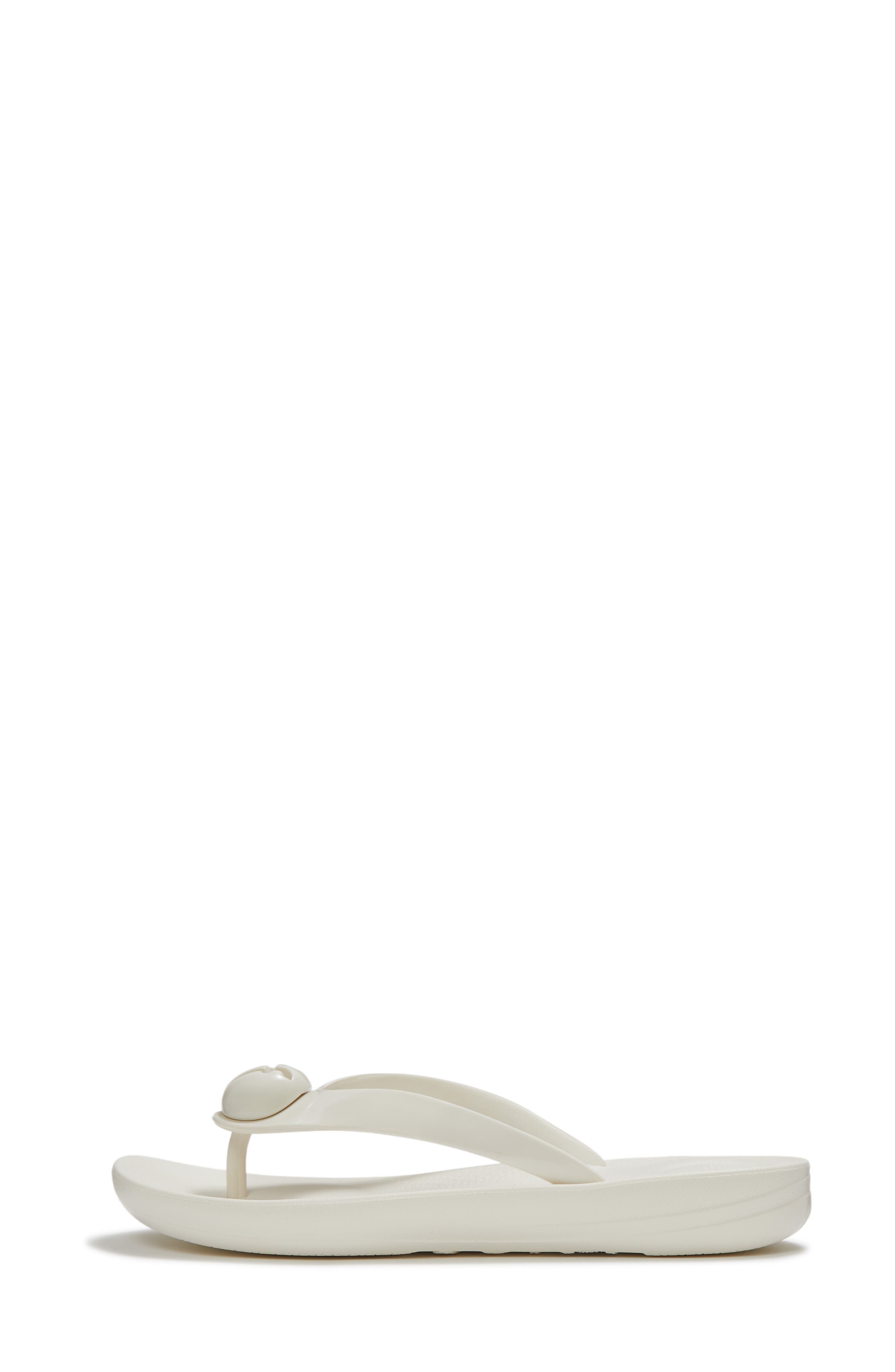 iQushion Glossy Button Flip Flop, Alternate, color, CREAM