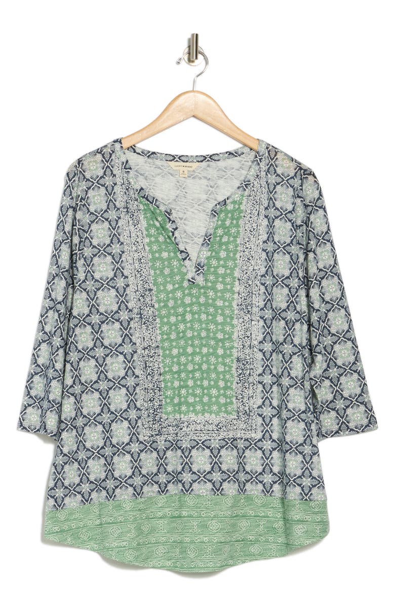 Lucky Brand Scarf Print Top, Alternate, color,