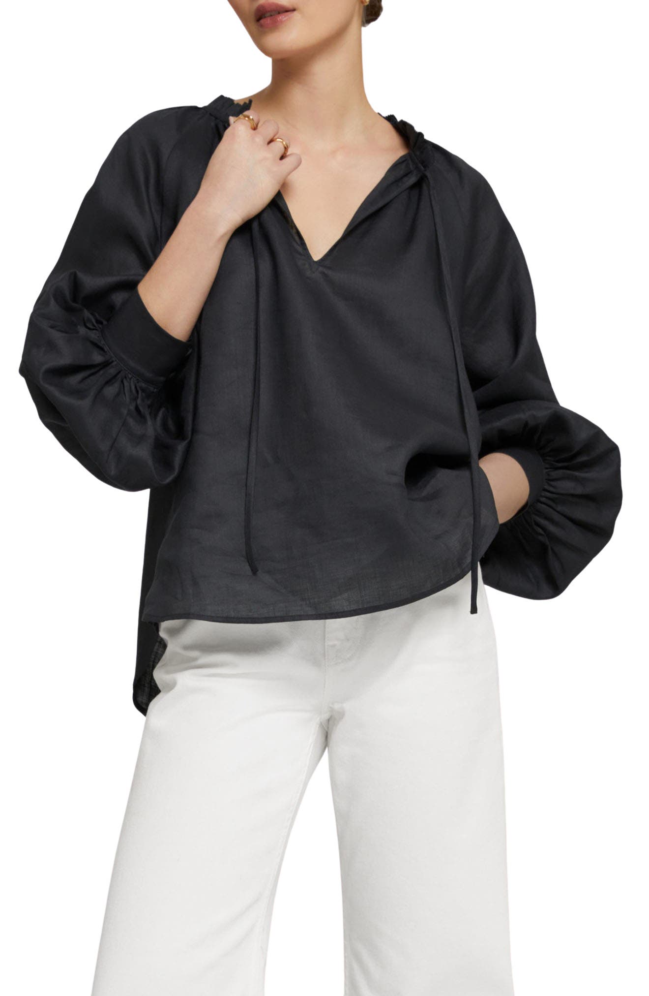 & Other Stories Split Neck Trapeze Blouse