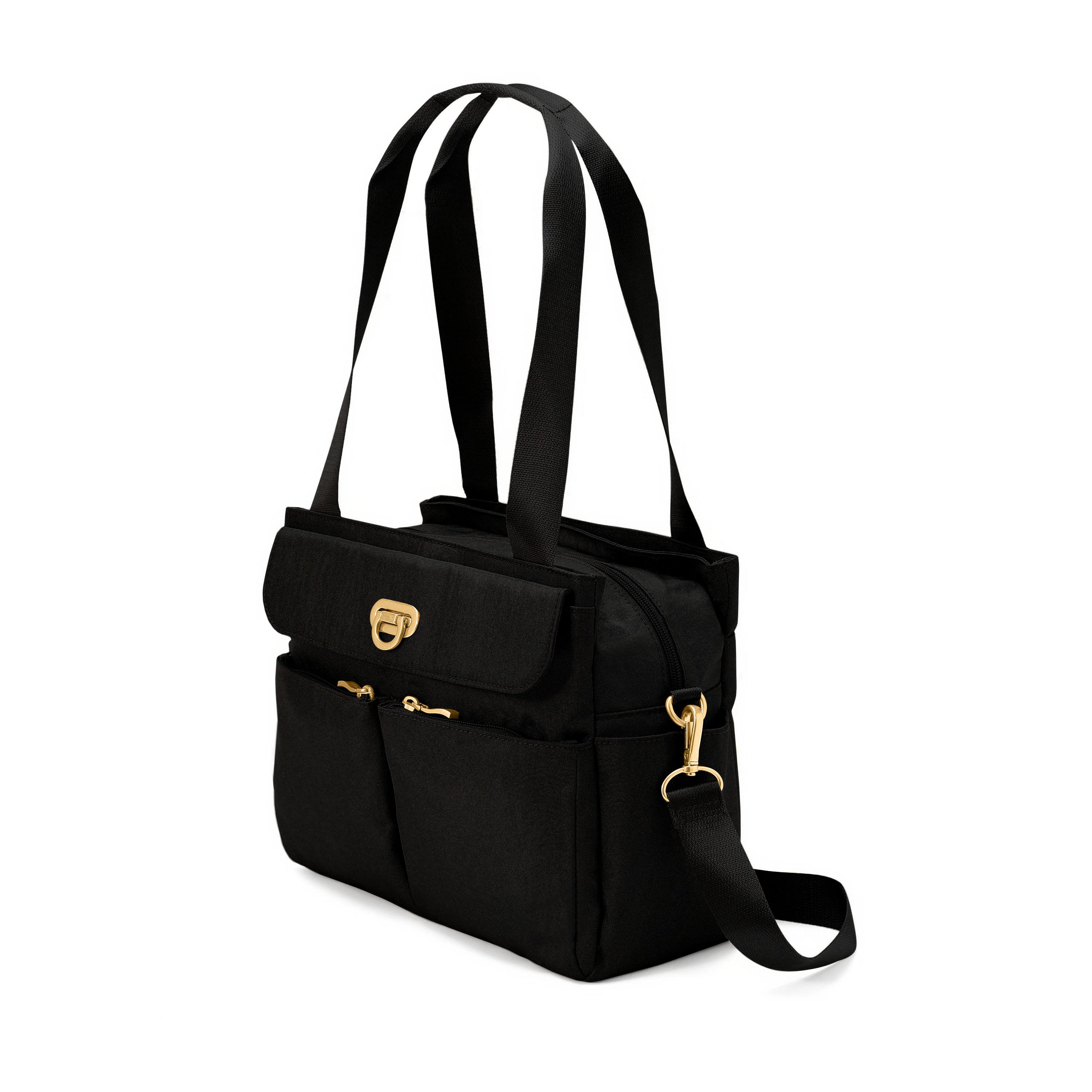 Coastal Flip Lock Trio Satchel, Alternate, color, Black W/ Gold Hardware