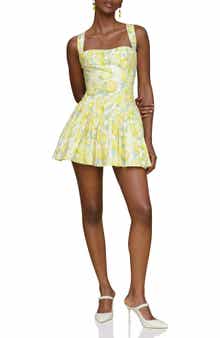 Avec Les Filles Lemon Print Stretch Cotton Minidress