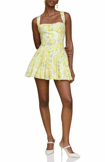 Avec Les Filles Lemon Print Stretch Cotton Minidress
