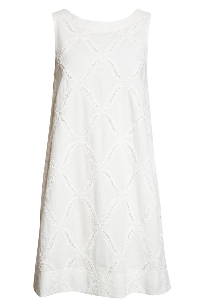 Alina Ladder Stitch Sleeveless A-Line Dress, Alternate, color, WHITE