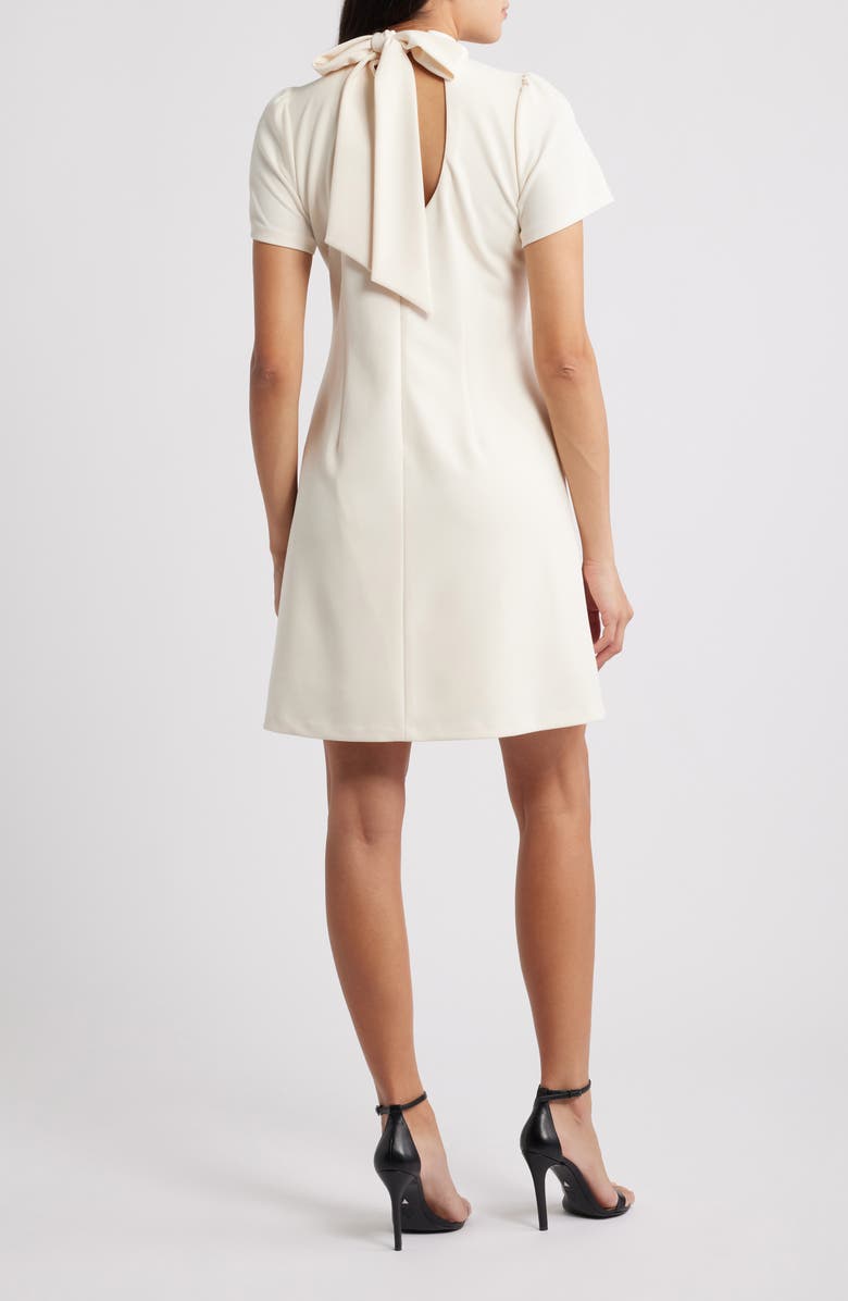 Anne Klein Floral Mock Neck Sheath Dress, Alternate, color, Swan White/ Anne Black