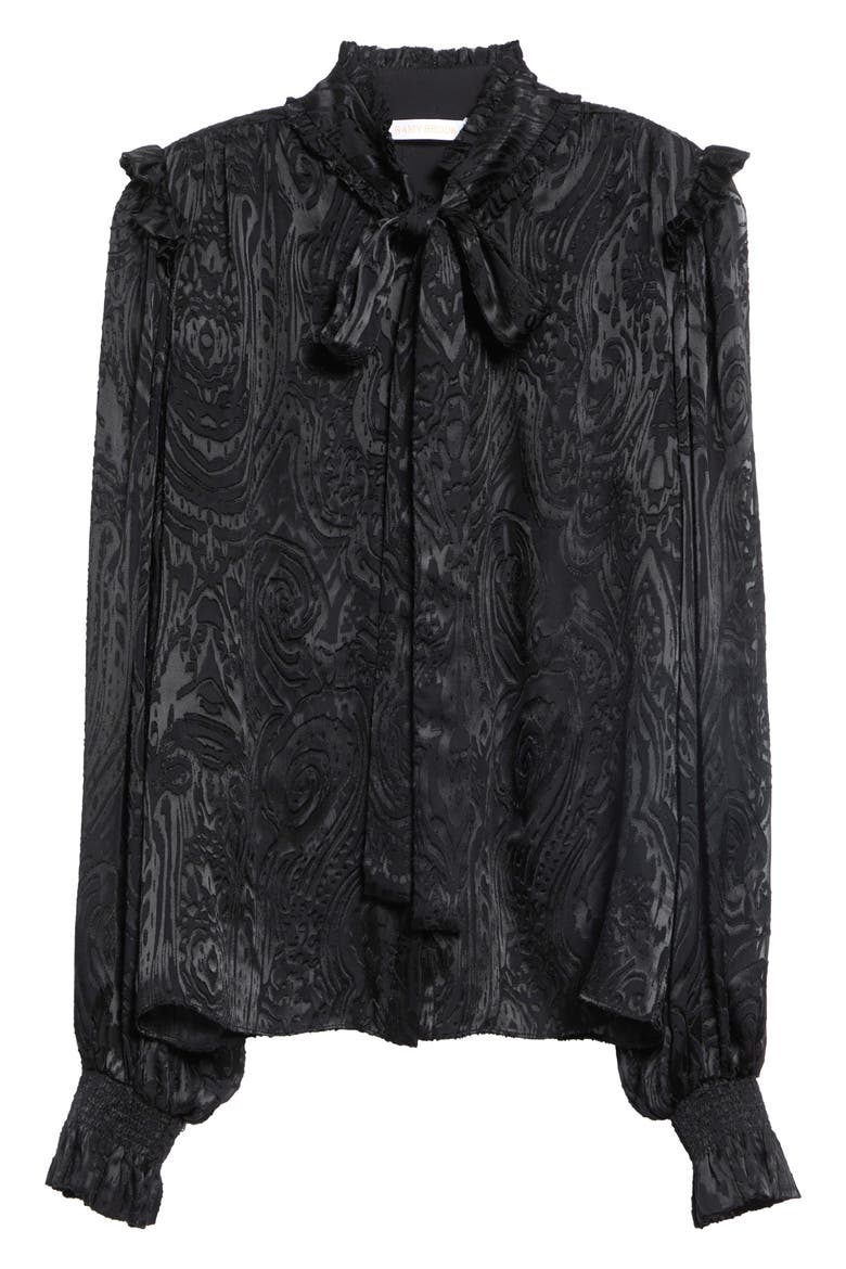 Mara Paisley Burnout Silk Blend Top, Alternate, color, BLACK PAISLEY