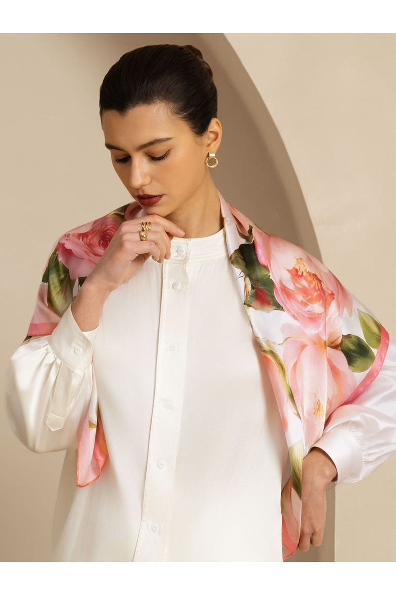 Pure Silk Floral Square Scarf, Alternate, color, Multi
