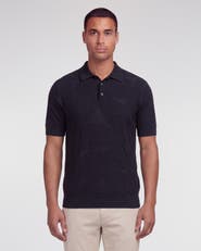 Lords of Harlech Mens Jacquard Linen Cotton Polo