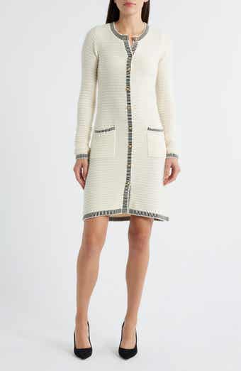ZOE AND CLAIRE Long Sleeve Structured Midi Sweater Dress