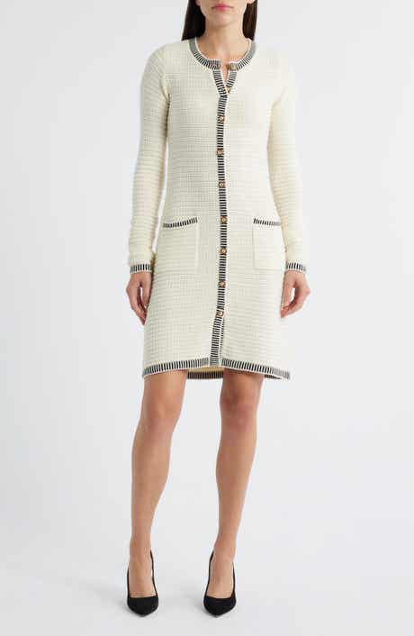 ZOE AND CLAIRE Long Sleeve Structured Midi Sweater Dress