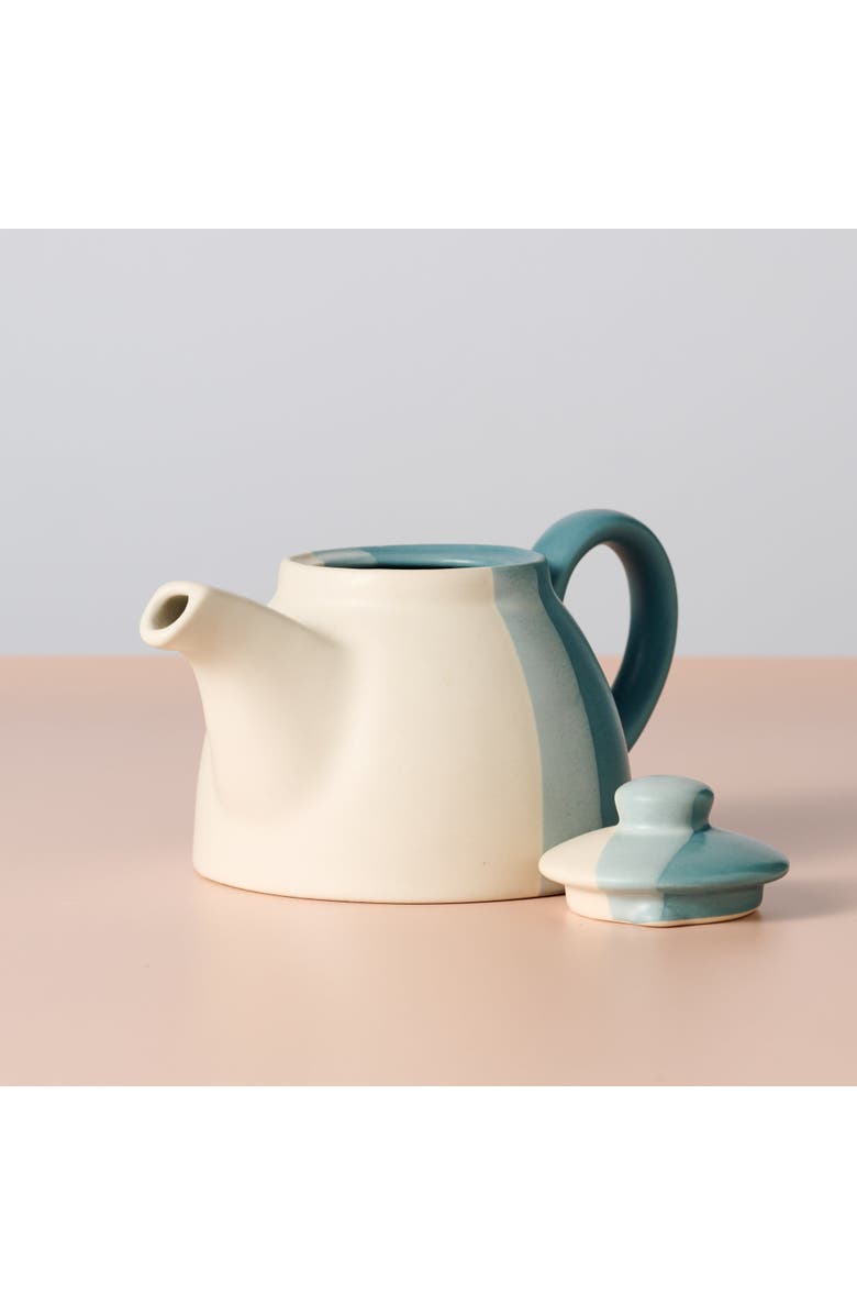 Ten Thousand Villages Pheeka Striped Teapot, Alternate, color, Blue Green