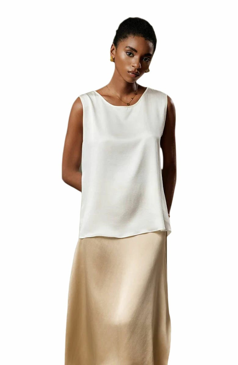 SILKSILKY 19Momme Silk Fashionable Lounge Wide Straps Tank Top, Main, color, 