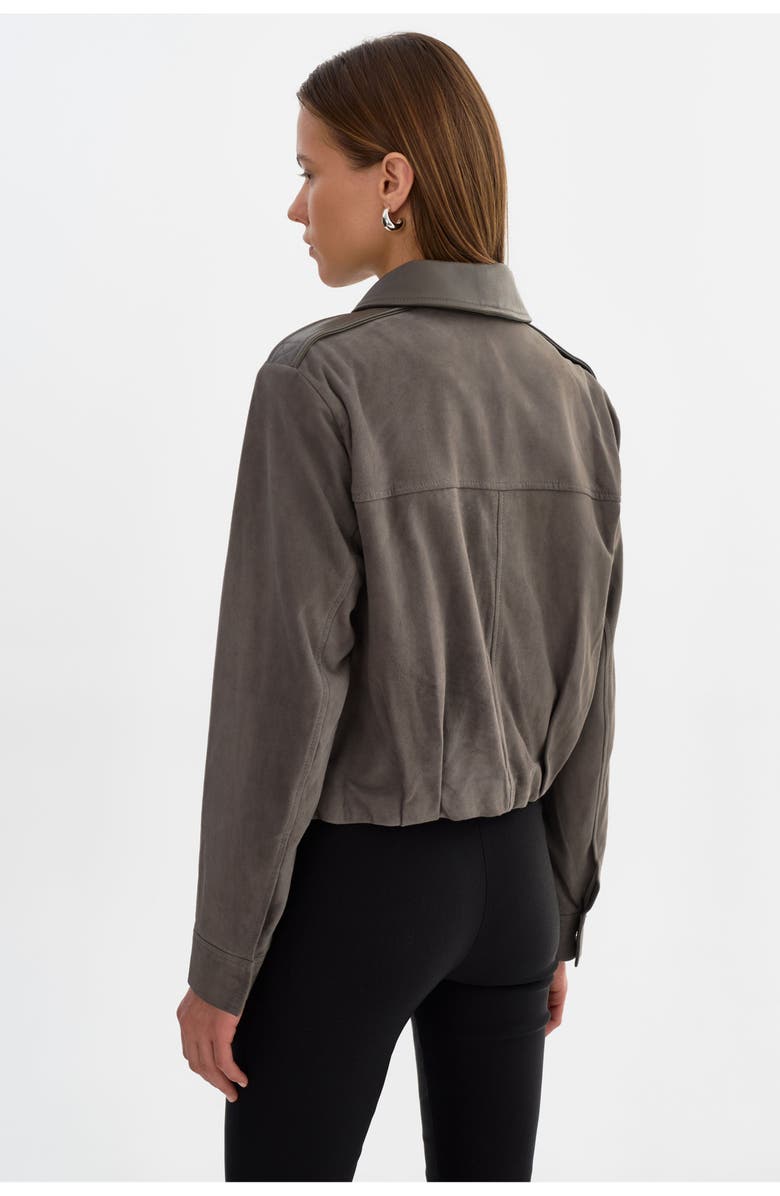 LAMARQUE Robbie | Suede Bomber Jacket, Alternate, color, Steel Grey