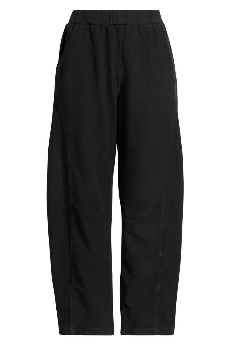Pull-On Barrel Leg Twill Pants, Main, color, BLACK
