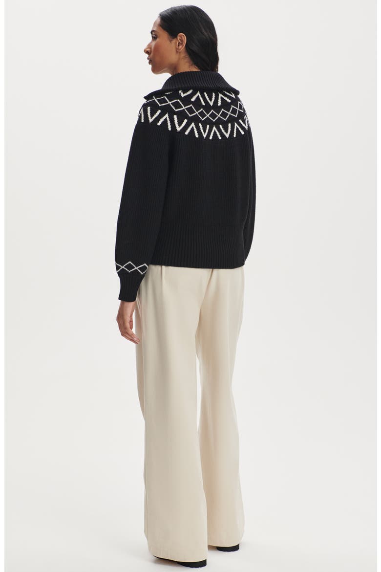 Sigrid Fair Isle Half Zip Sweater, Alternate, color, BLACK