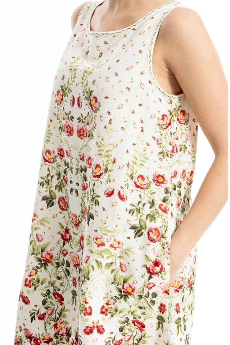 Floral Linen Blend Shift Dress, Alternate, color, CREAM/ ROSE CRAFTY CLIMBERS