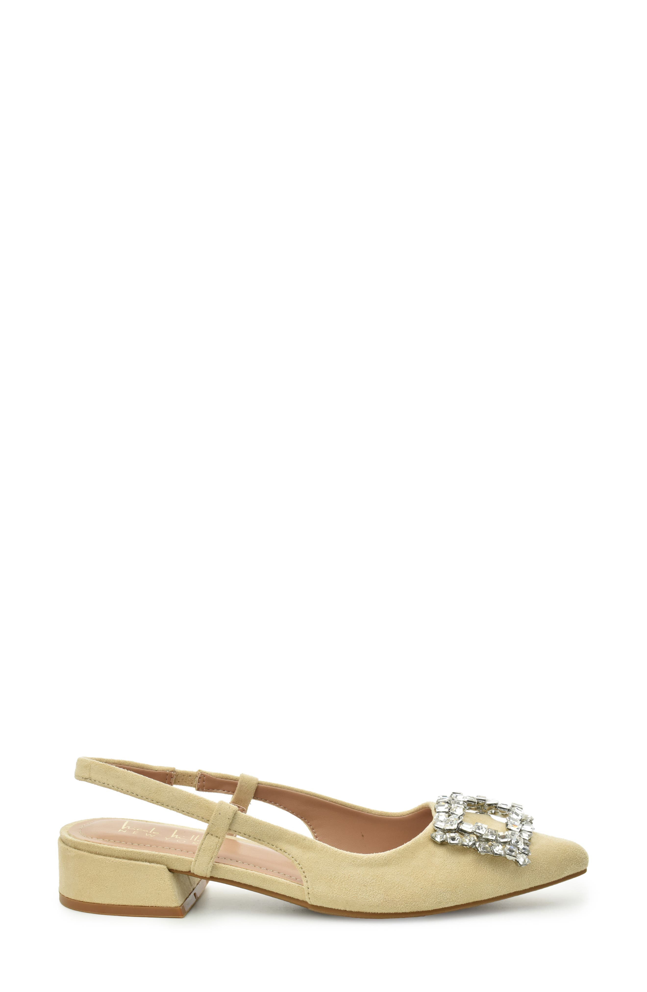 Nicole Miller Jewel Embellished Slingback Pump, Alternate, color, Beige Suede
