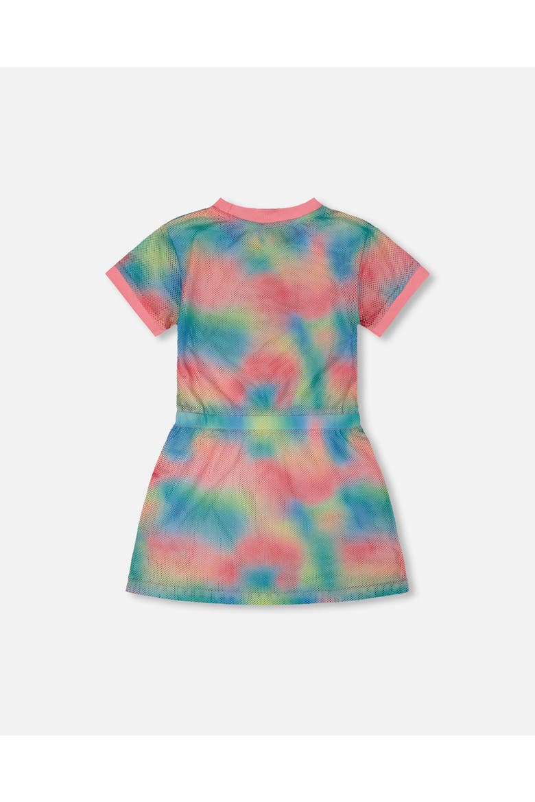 Mesh Short Sleeves Elastic Waist Beach Dress, Alternate, color, Multicolor