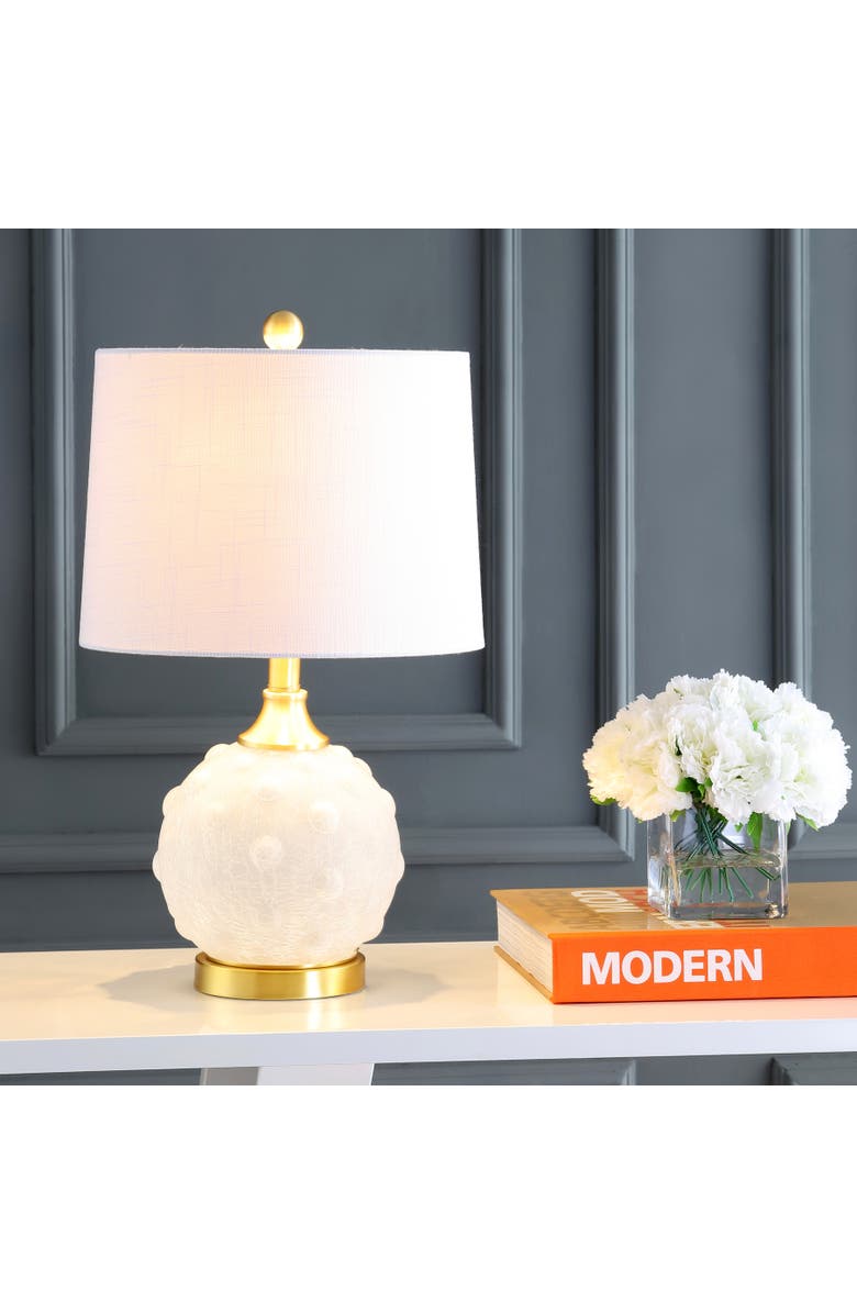 JONATHAN Y Ilsa Dotted Glass/Metal LED Table Lamp, Alternate, color, White/Brass Gold