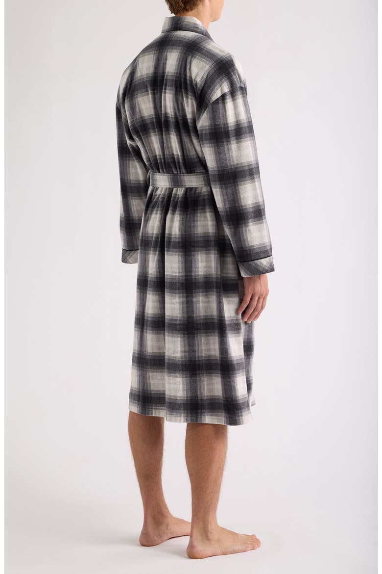 Textured Microfleece Kimono Robe, Alternate, color, BLACK