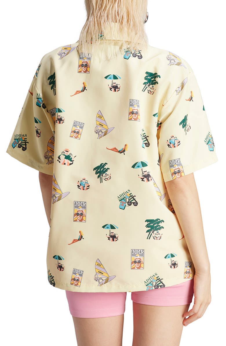 adidas Originals Oversize Short Sleeve Button-Up Shirt, Alternate, color, 