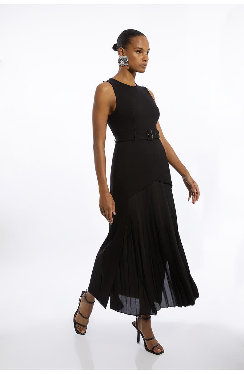Karen Millen Jersey Pleated Maxi Dress, Alternate, color, Black