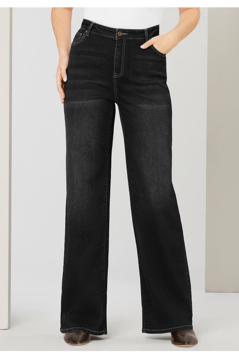 Plus Size 24/7 Stretch Wide Leg Jean, Alternate, color, BLACK DENIM