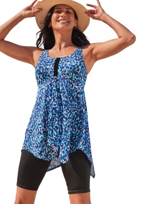 Longer Length Handkerchief Hem Tankini Top