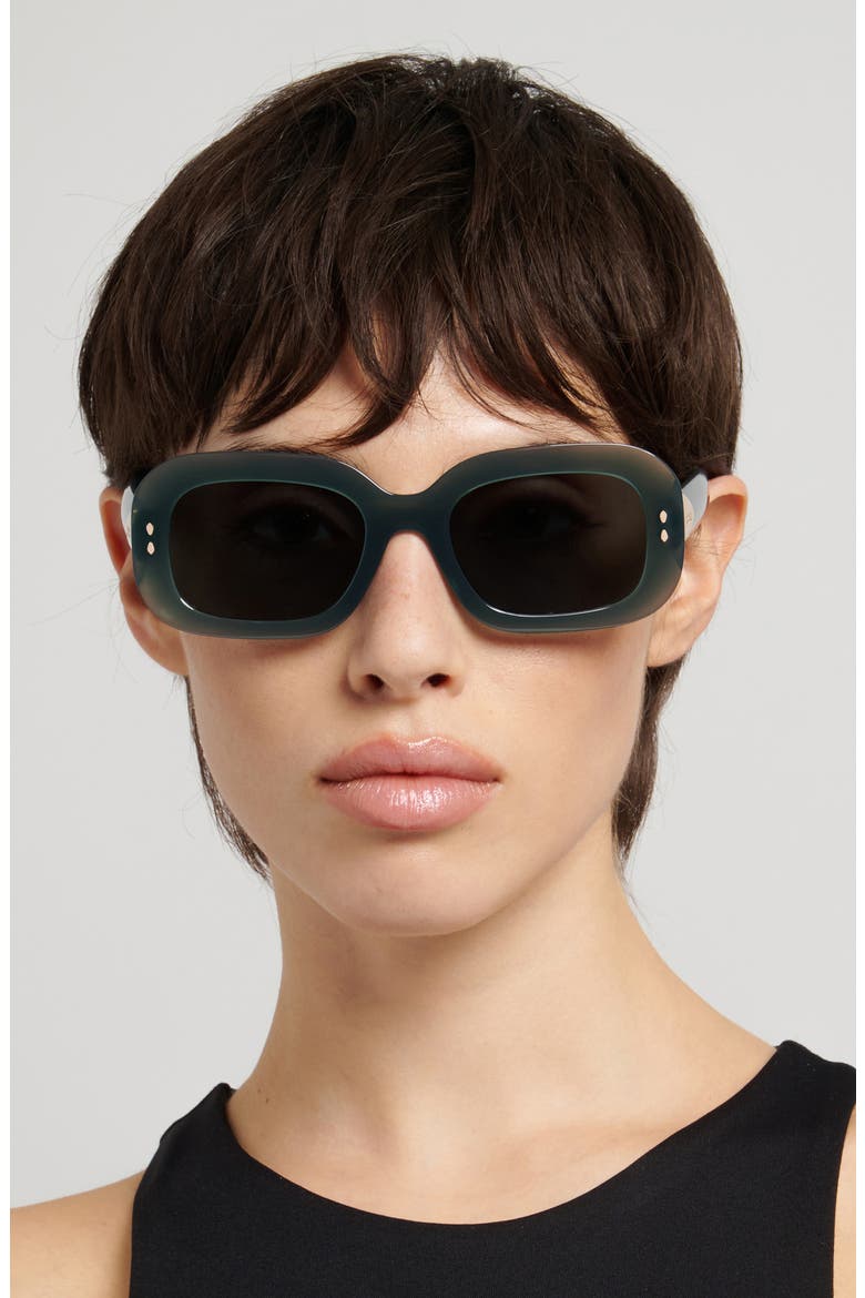 53mm Rectangular Sunglasses, Alternate, color, GREEN/ BLUE