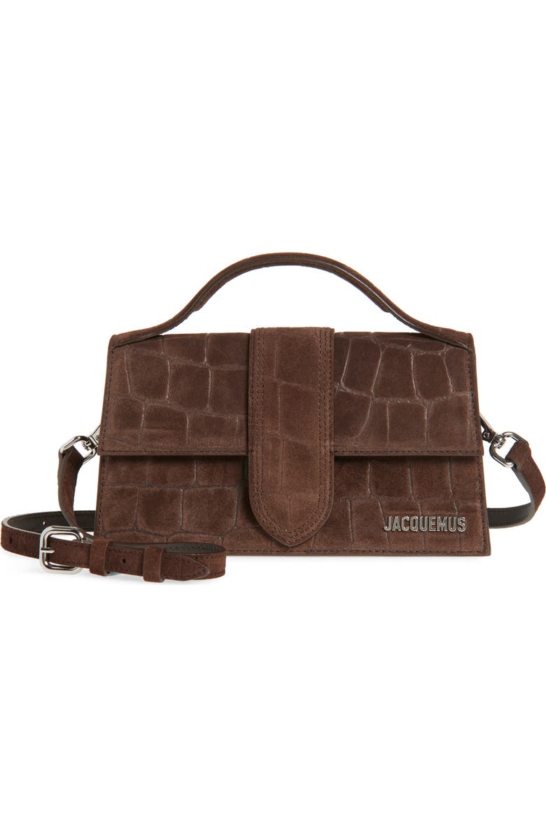 Jacquemus Le Grand Bambino Croc Embossed Suede Crossbody Bag, Main, color,