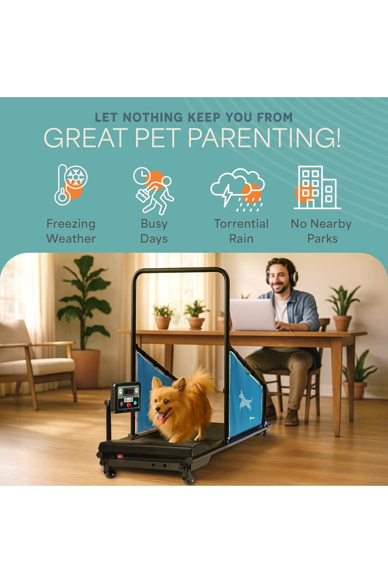 PawRunner Dog Treadmill Indoor Dog Running Machine for Small & Medium Dogs, Alternate, color, Blue