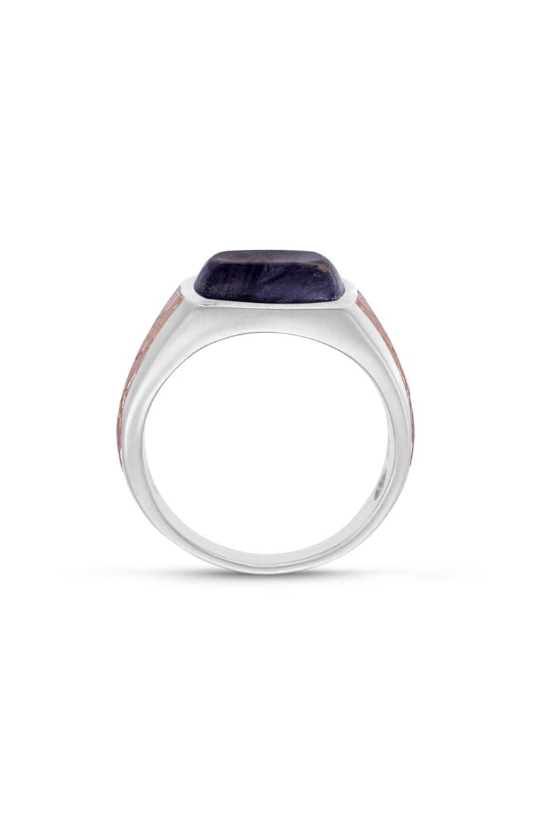 Grey Picture Agate Sterling Silver Men Signet Ring