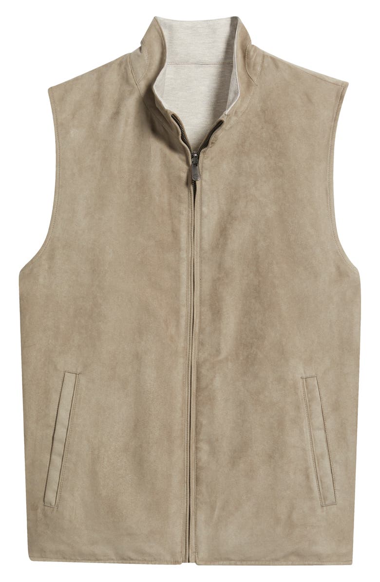 Johnston & Murphy Reversible Faux Suede Vest, Main, color, Tan/ Tan Knit