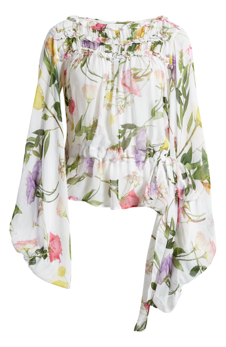 Ted Baker London Hewette Floral Print Drawstring Waist Blouse, Alternate, color, 