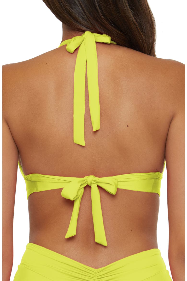 Shirred V-Wire Halter Bikini Top, Alternate, color, ZESTY