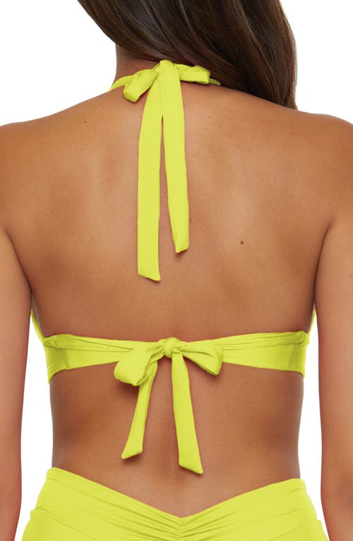 BECCA BECCA SHIRRED V-WIRE HALTER BIKINI TOP 