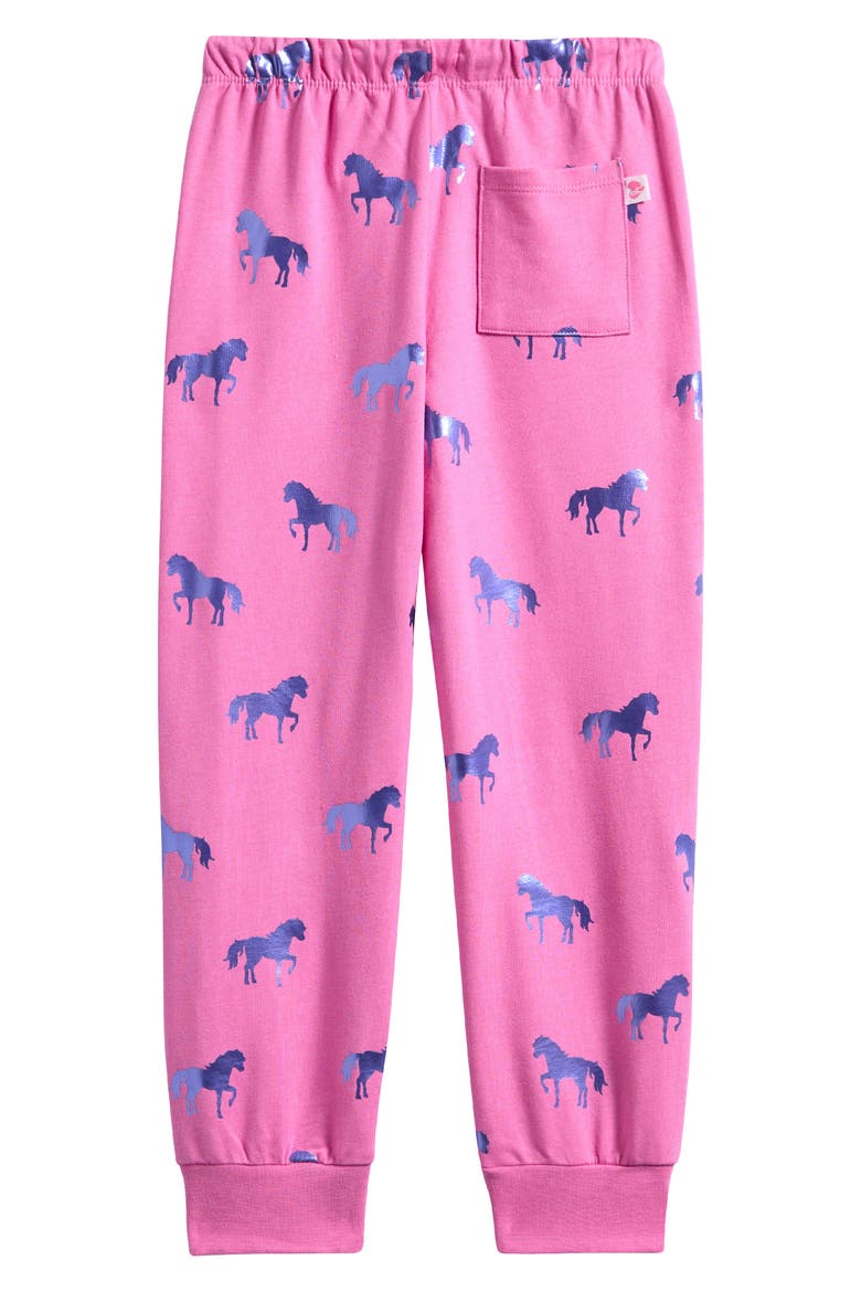 Kids' Shimmer Horse Print Joggers, Alternate, color, FUCHSIA PINK