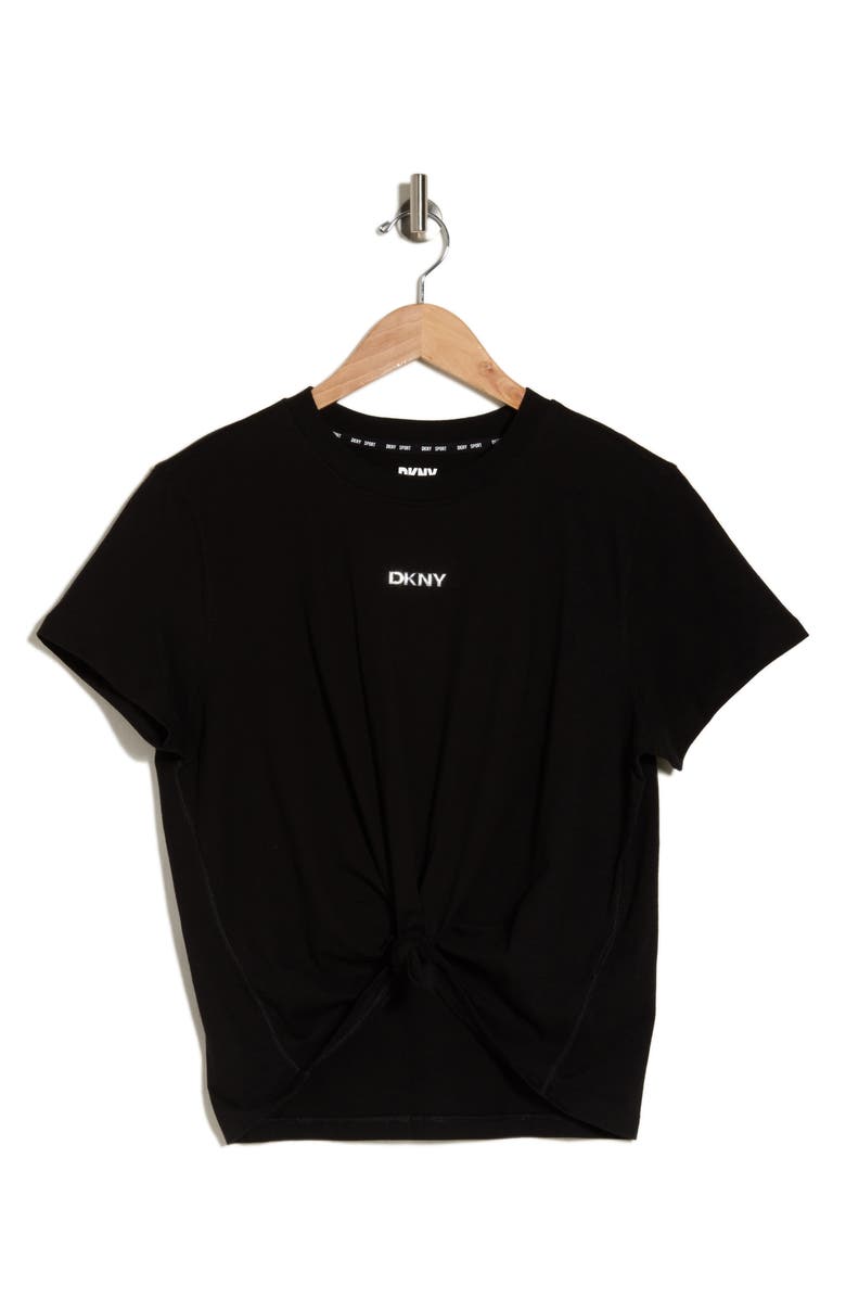 DKNY Metallic Bubble Logo Knot Front T-Shirt, Alternate, color,