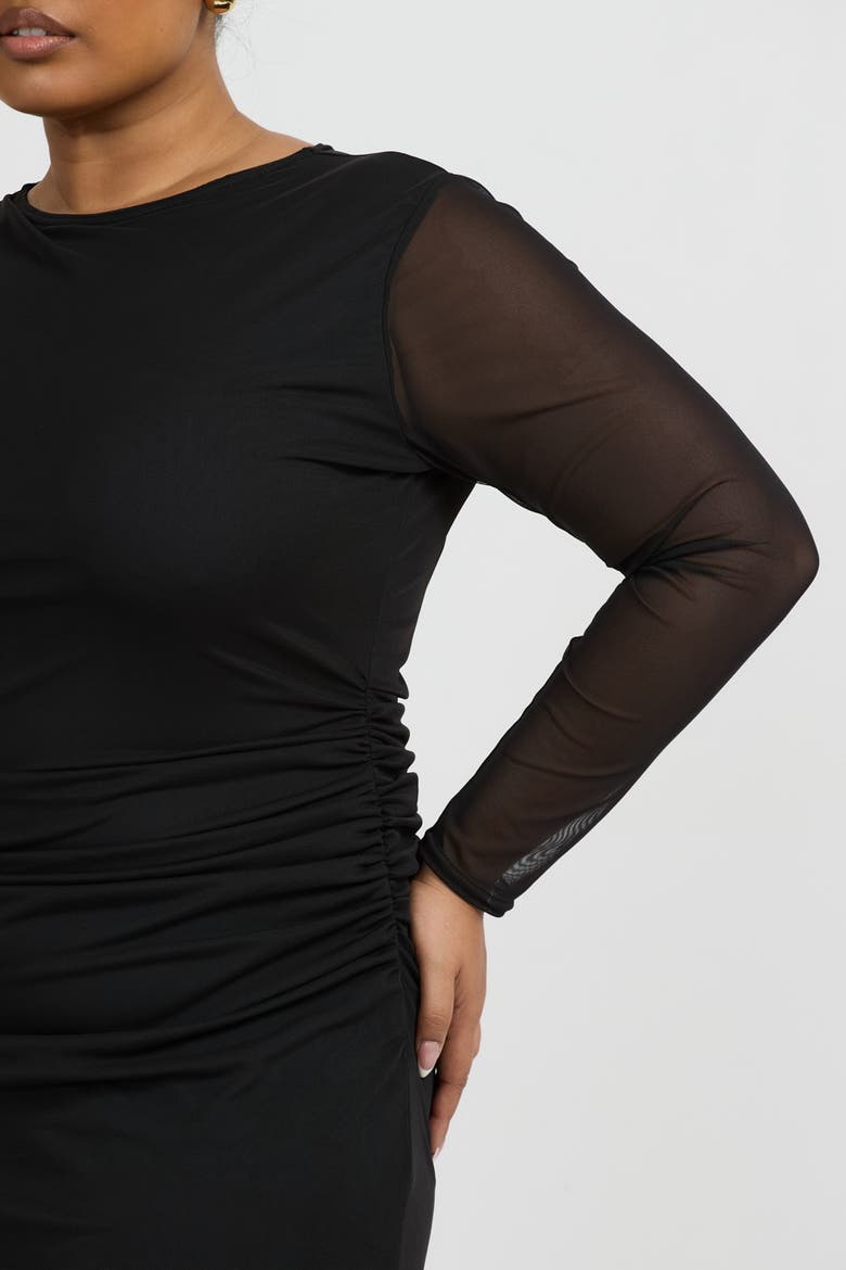 Curve Long Sleeved Midaxi Dress, Alternate, color, Black