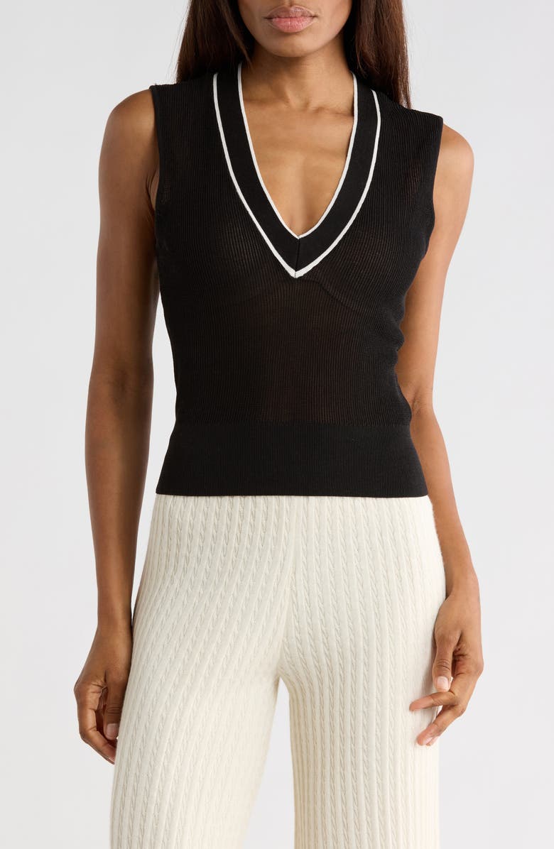 FRAME The Varsity Sweater Vest, Main, color, Black Multi