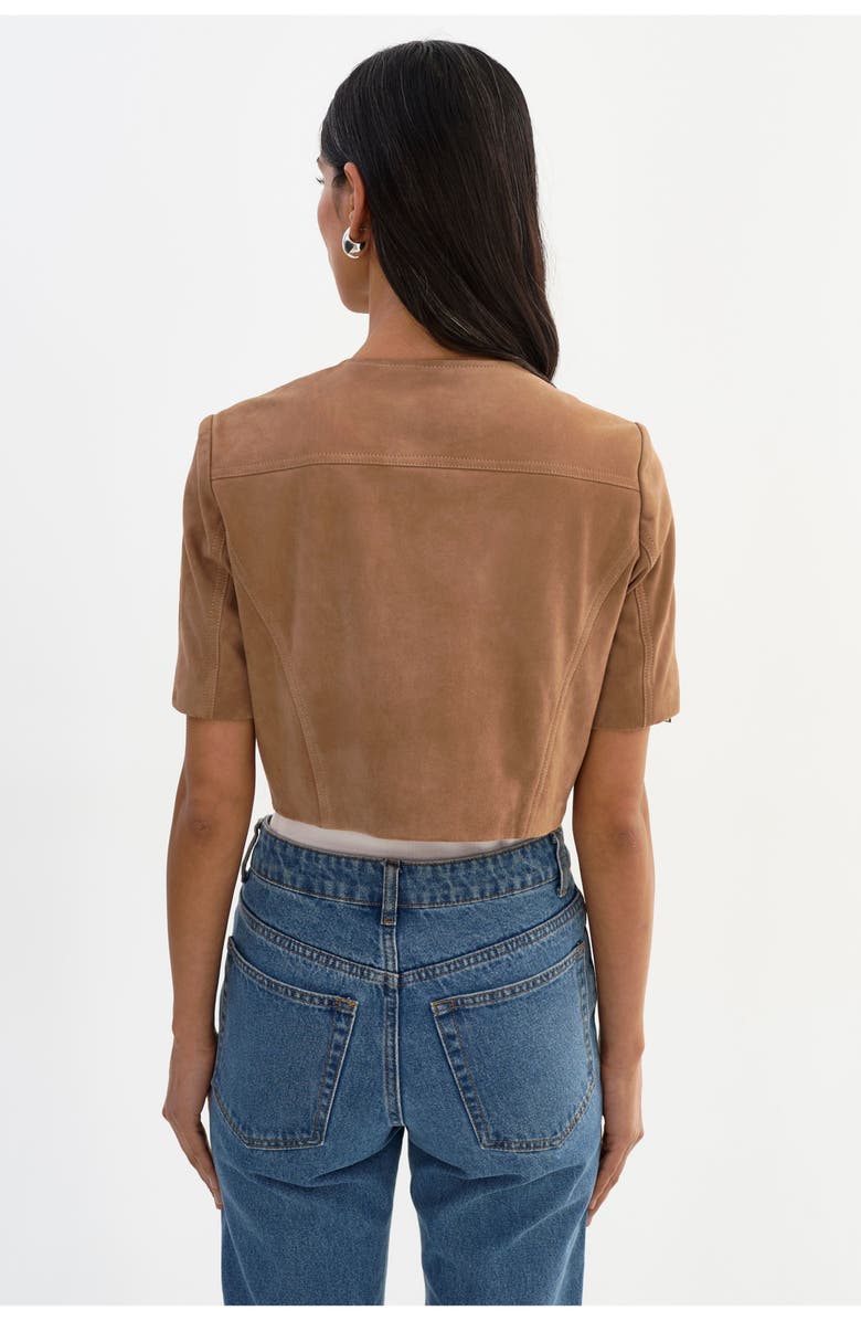 LAMARQUE Kirsi S | Suede Cropped Jacket, Alternate, color, Latte