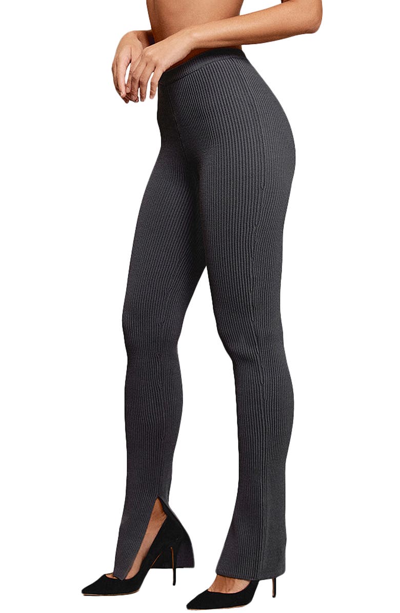 HOUSE OF CB Mitzi Rib Leggings, Alternate, color, Dark Grey