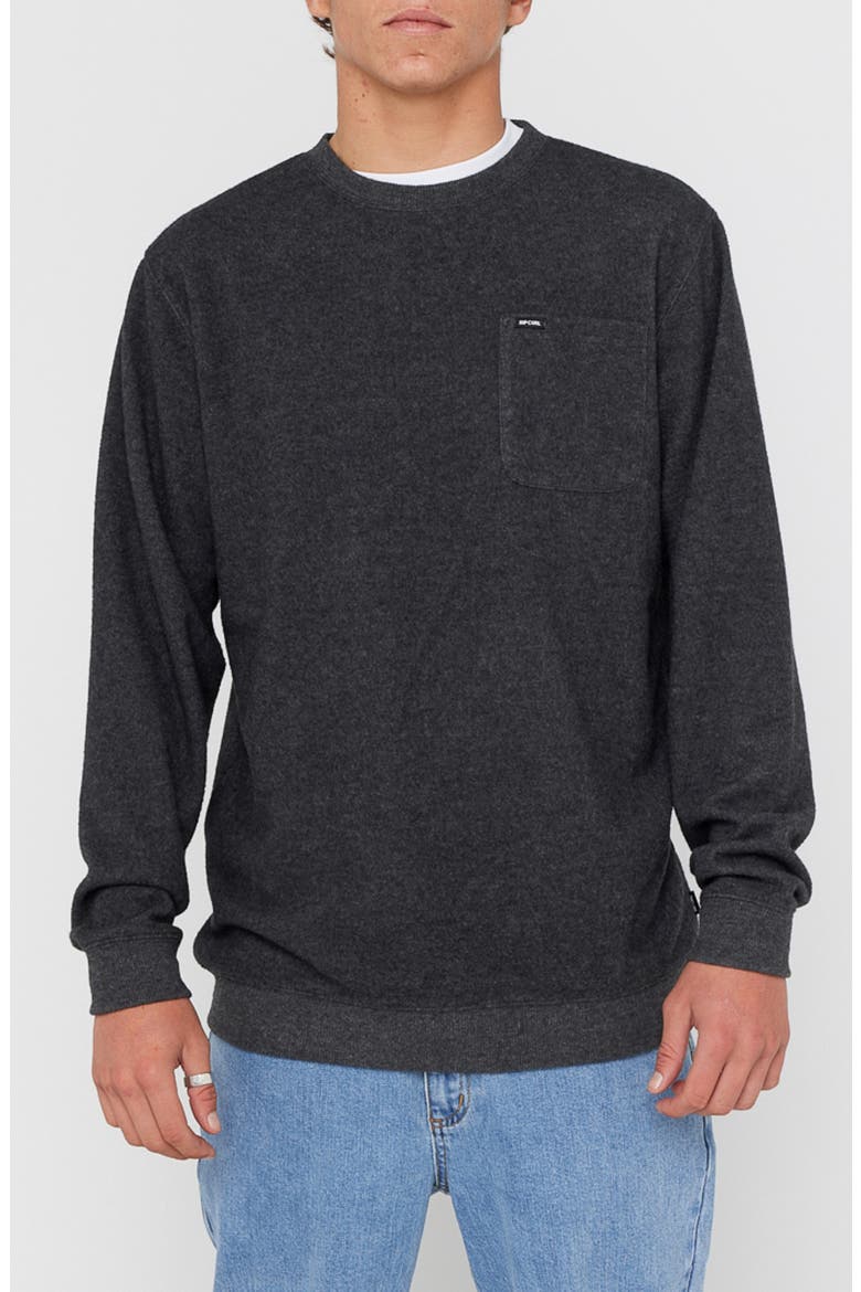 Grid Crewneck Pocket Sweatshirt, Main, color, BLACK MARLE